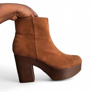 2000s Y2K Brown Destroyer Bratz Boho Chunky Platform Heel Boots Square Toe Ankle